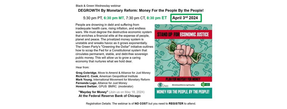 Degrowth by Monetary Reform:Money for the People by the People
